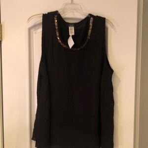 Black Tank Top with Gold Trim